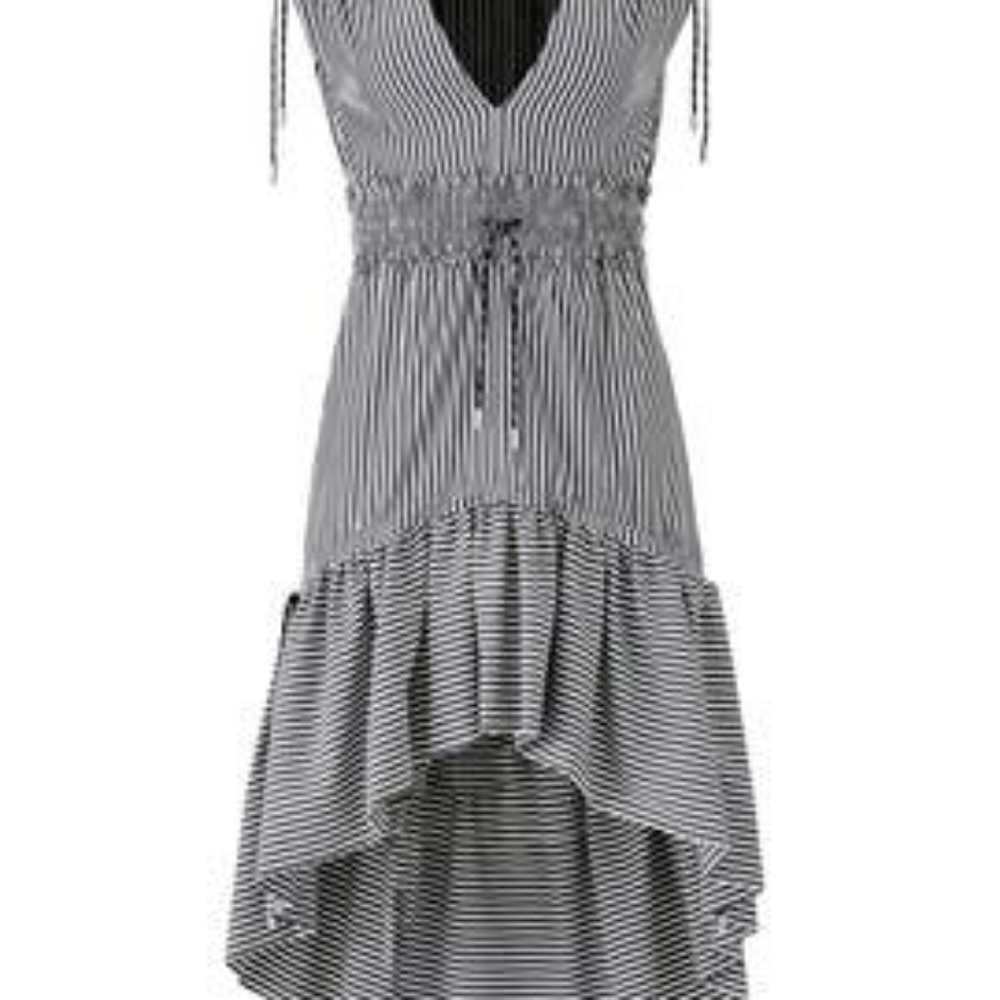 CHRISTIAN PELLIZZARI STRIPED HIGH LOW DRESS Size 44